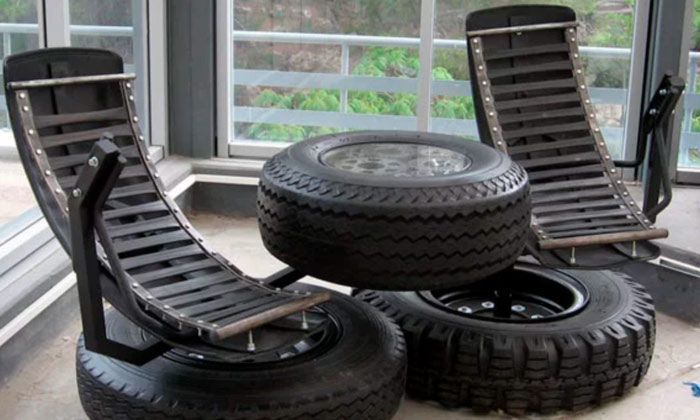 sala de formação de pneus reciclados