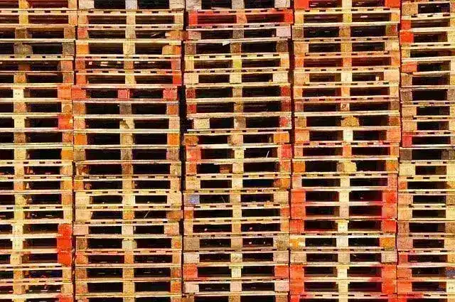 Close-up View of Stacked Wooden Pallets