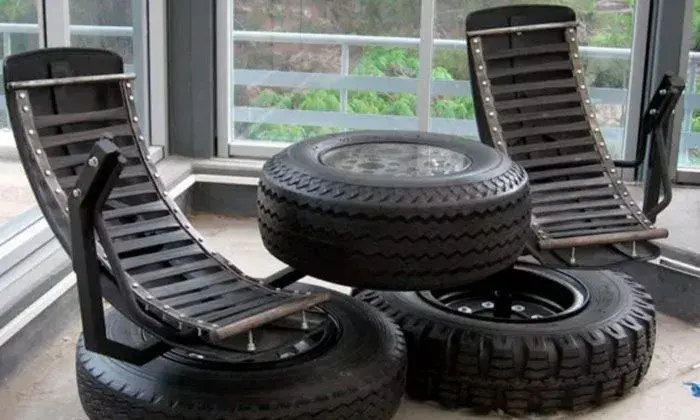 20 idee per il riciclo dei pneumatici: aula didattica realizzata con pneumatici riciclati