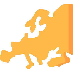 Icono de color naranja del mapa de Europa